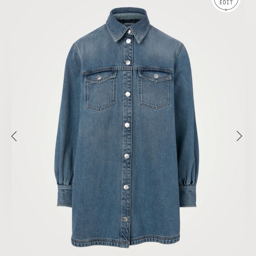 WON HUNDRED Nancy oversized Button-Front Denim Shirt Jacket - Medium Blue